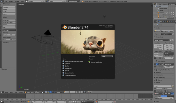 Blender 2.74 interface